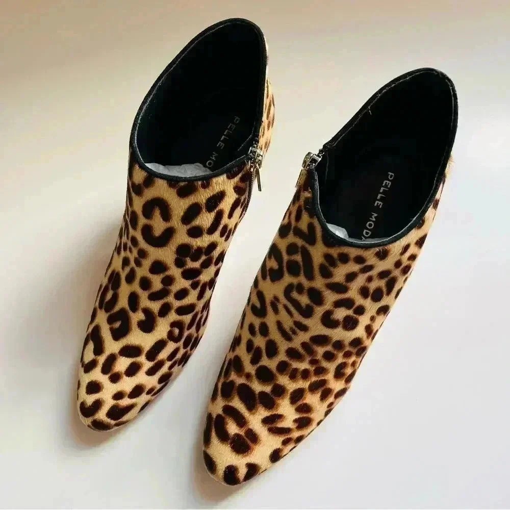 NWT Pelle Moda - Leopard Calf Hair Yelm Heel Bootie